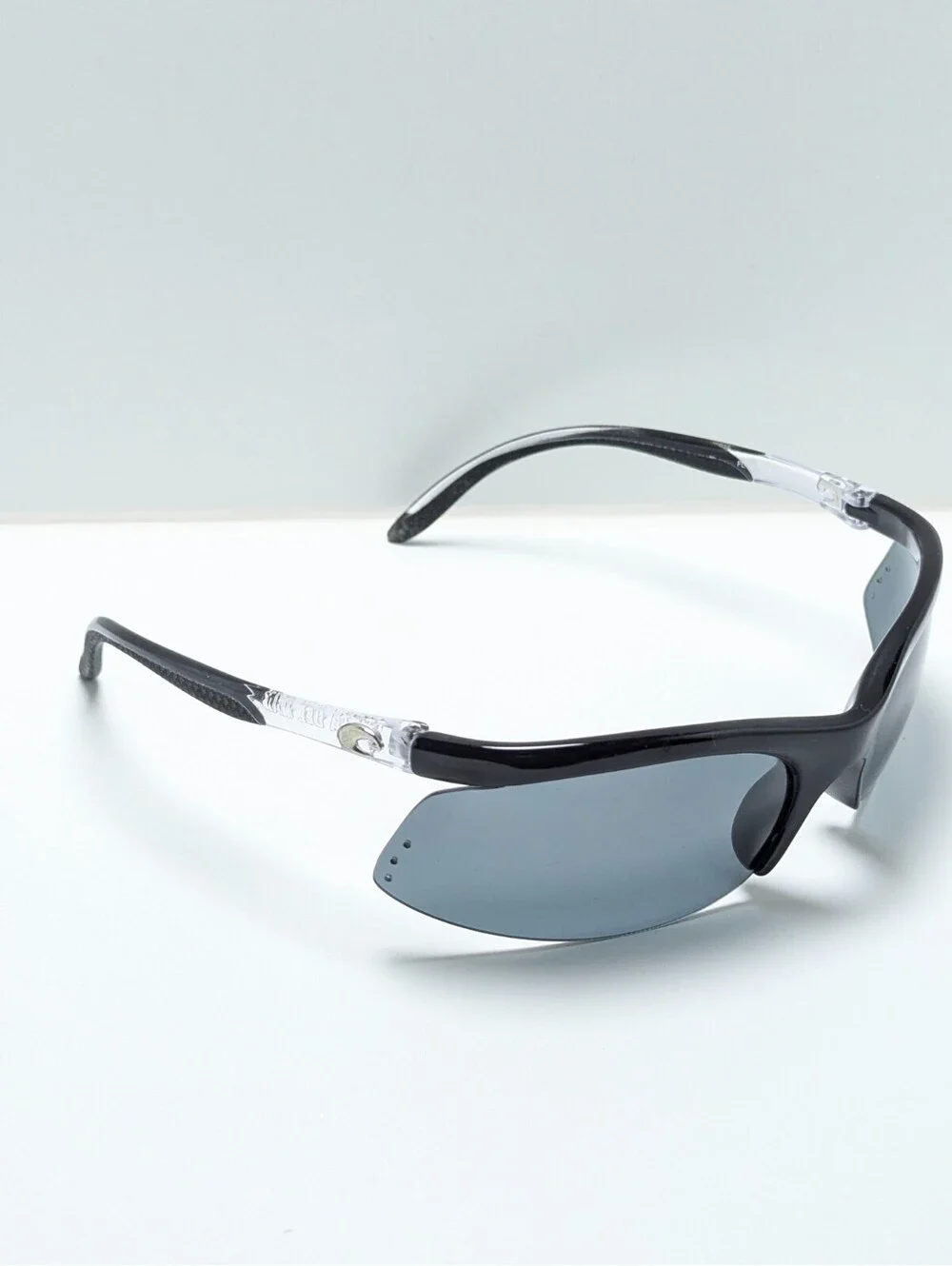 Costa Del Mar Fluid FL-12 Gray Lens Black Semi Rim Wrap Men's Sport Sunglasses